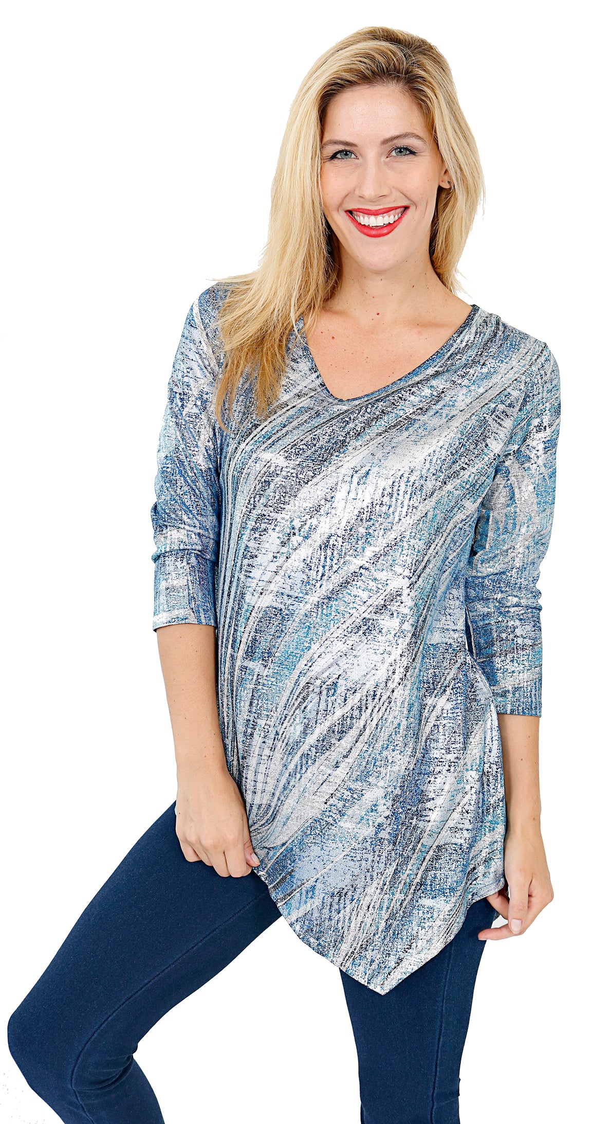 Impulse California Women's Asymmetrical Blue Waves Sweater
