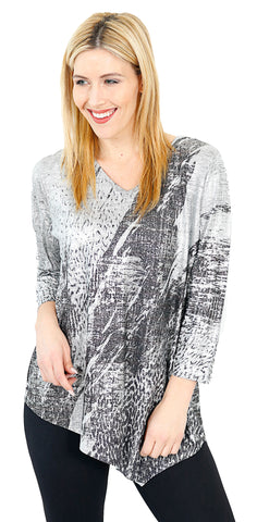 Impulse California Women's Asymmetrical Silver Foil Sweater