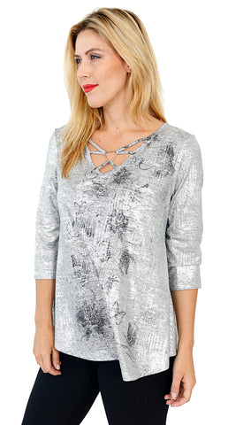 Impulse California Women’s Crisscross Silver Foil Sweater