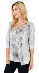 Impulse California Women’s Crisscross Silver Foil Sweater