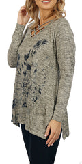 Impulse California Women’s Black Floral Long Sleeve Crisscross Sweater