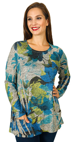 Impulse California Women's Floral Patch Pocket Sweater