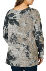 Impulse California Women's Black Floral Patch Pocket Sweater