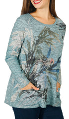 Impulse California Women's Bird Watercolor Patch Pocket Sweater