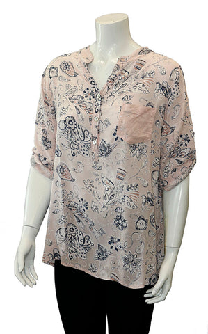 Impulse California Women's Paisley Mandarin Collar Top