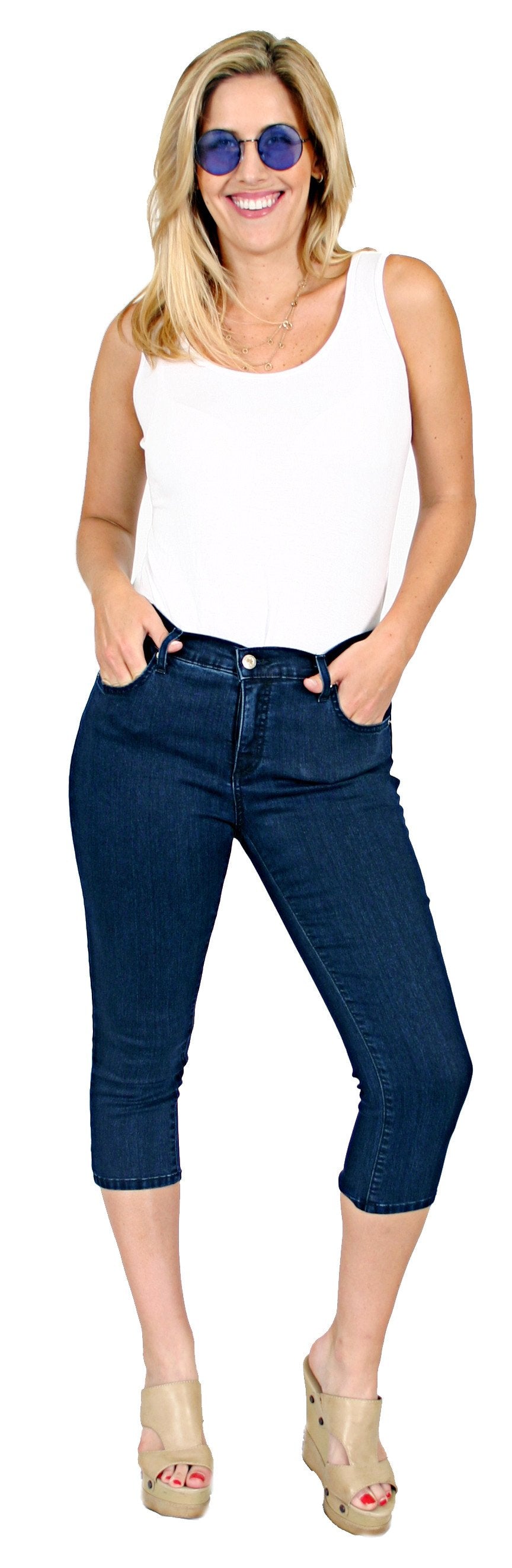 DGHM-JLMY Women's Slim Fit Denim Capri Pants Casual Skinny Slim