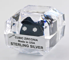 Sterling Silver Round Cut Cubic Zirconia Earrings with Crystal Box 4 carat (8 MM)